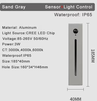 Inspired Finds Smart Motion Sensor LED Stair Wall Light Recessed Step Lamp 3W sand Gray Sensor 4000k Neutral Light
