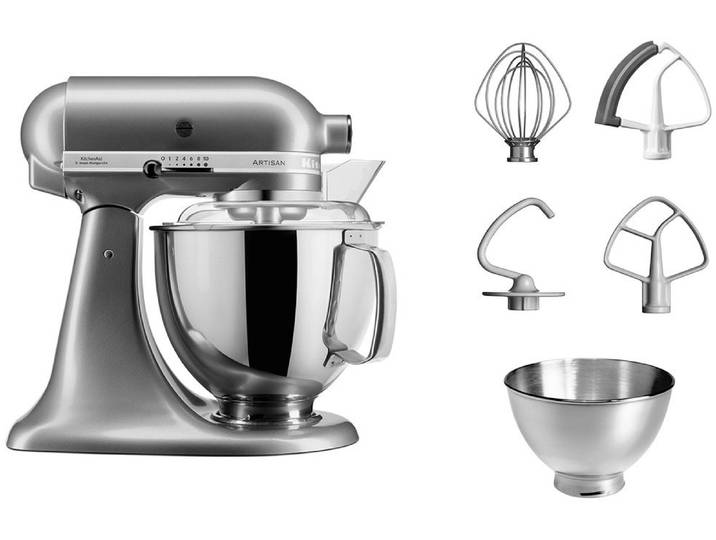 KITCHENAID Küchenmaschine 5KSM175PSE , silber (contour silber), B:24cm H:36cm T:37cm, Küchenmaschinen, mit Zubehör im Wert von ca. 112,-€ UVP, Küchenmaschine
