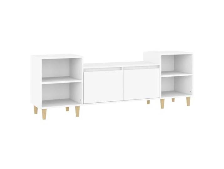 GHVBNMF TV-Schrank Weiß 160x35x55 cm Fernsehtisch Lowboard Moderner Medienschrank mit 6 Fächern und Türen für Wohnzimmer, bietet reichlich Stauraum und Schutz vor Staub.