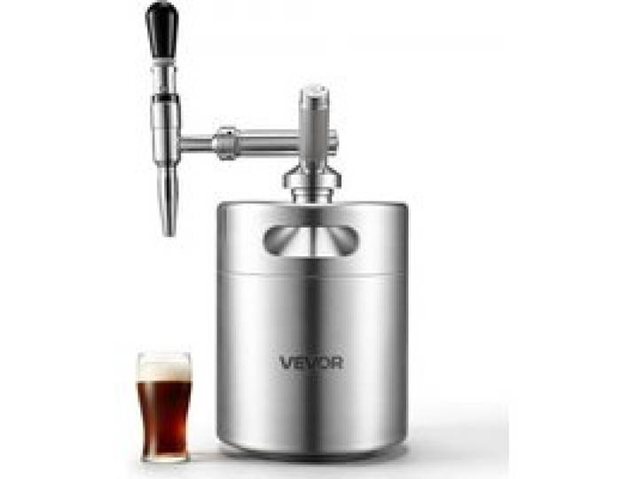 VEVOR Nitro-Cold-Brew-Kaffeefass 4 L, Edelstahl-Kaffeemaschine mit Zapfhahn, Heimbrüh-Kaffeefass, Tragbares Kaffeefass mit Spender und Druckentlastungsventil, Geeignet für Kaffeeliebhaber