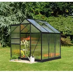 Halls Gewächshaus Popular - 3.8 m2 Schwarz mit 4 mm Stegdoppelplatten