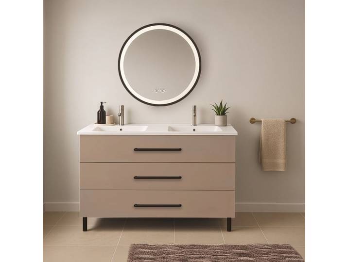 ONDEE ZEN Meuble à poser MONACO - Dim 120cm - Satin - Mir ALEXINE - Poignées noires