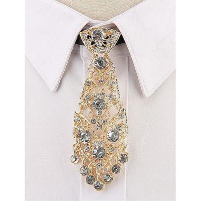 Kurze goldene Metallkrawatte für Herren – mit Strasssteinen verziertes formelles Accessoire für Hochzeiten, Gastgeber und besondere Anlässe