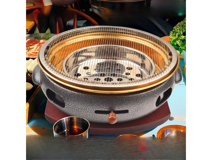 Barbecue au charbon de bois en fonte de style coréen et japonais - Poêle à barbecue robuste pour restaurant extérieur et jardin domestique