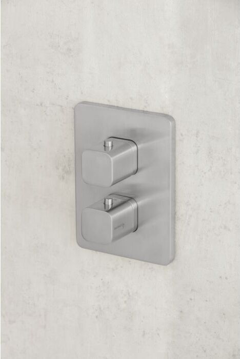 Herzbach Ceo Fertigmontageset 36.500550.4.14 Unterputz-Thermostat soft, für 1 Verbraucher, Edelstahlfinish