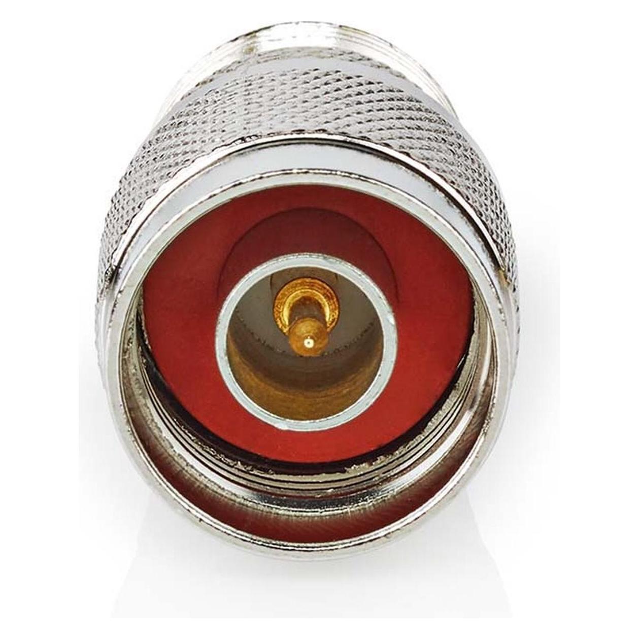 Nedis Satelliten- und Antennenadapter N Stecker PL259 Buchse Vernickelt 75 Ohm Gerade Metall Silber (75 dB, Antennenkabel) (CSGP42942ME)