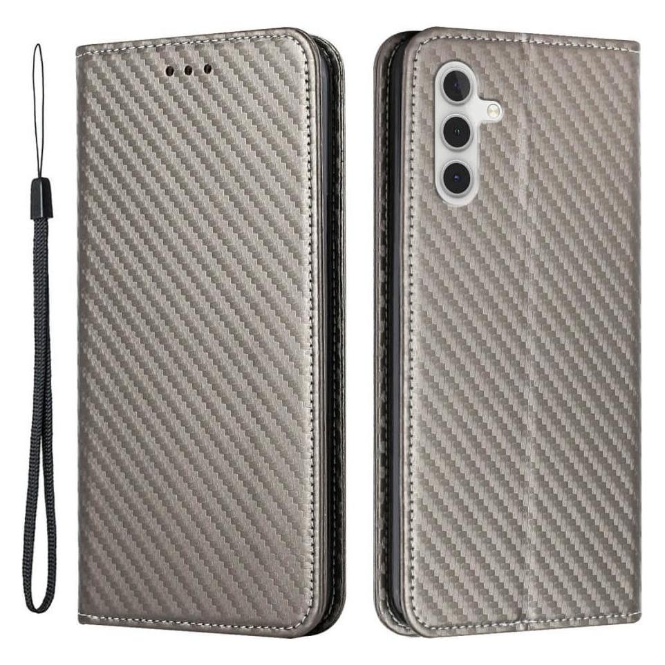 Cover-Discount Galaxy A54 - Carbon Look Flip Case Hülle grau (Samsung Galaxy A54 5G) (660124569D)