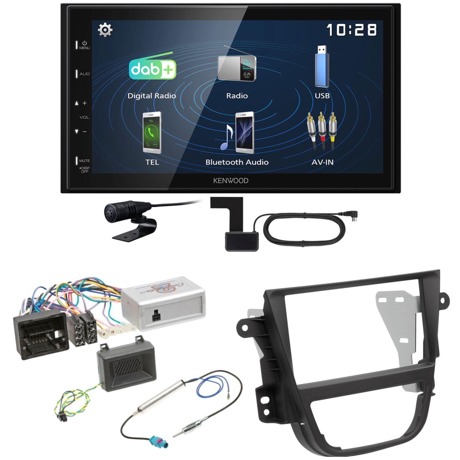 Kenwood DMX129DAB DAB+ Bluetooth USB Einbauset für Opel Mokka A