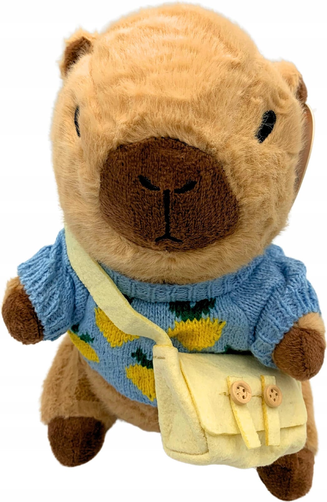 SkibiStore Kapibara pluche knuffel met trui en zak, 25 cm