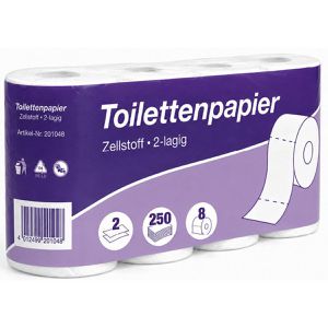 Böttcher-AG Toilettenpapier weiß, 2-lagig, Tissue, 250 Blatt, 8 Rollen