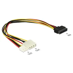 Delock Kabel Y-Power SATA Stecker 15 Pin > 4 Pin Molex Buchse + 4 Pin Floppy