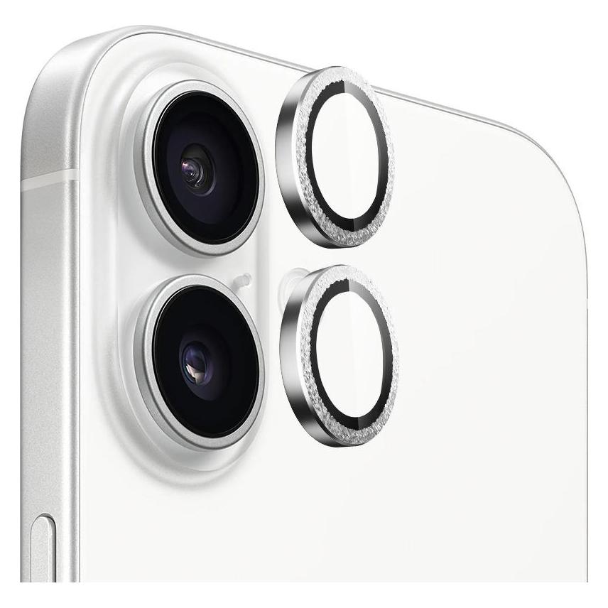 BlueO - Original Metal Frame Lens Protector (2 pack) - iPhone 16 / iPhone 16 Plus - Silver (2 Stk., Apple iPhone 16, Apple iPhone 16 Plus) (60427680)