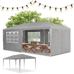 Juskys Partyzelt Gartenzelt 3 x 6 m mit Stahlgerüst und Seitenwänden in dunkelgrau