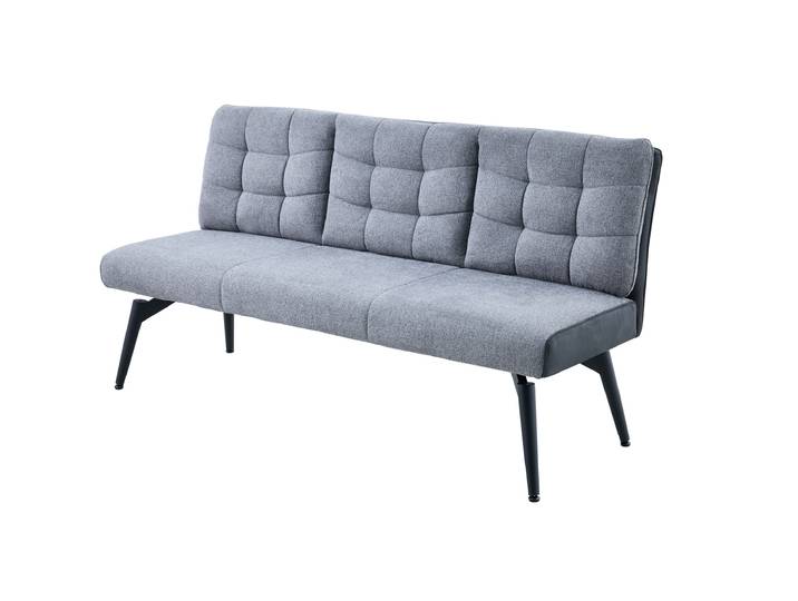Sitzbank Rückenlehne 180 cm grau Microfaser Webstoff - TOMAR