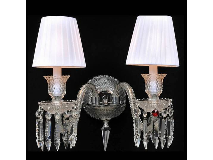 Nouvelles appliques murales en cristal chromé transparent à 2 bras, lampe murale pour chambre à coucher, applique murale en cristal LED K9, garantie AC 100%