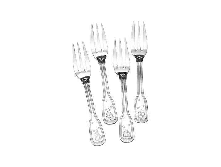 Ritzenhoff Breker Kuchengabel-Set Holly silber 14,2 cm 4-tlg., Silberfarben, Metall, Besteck, Gabeln