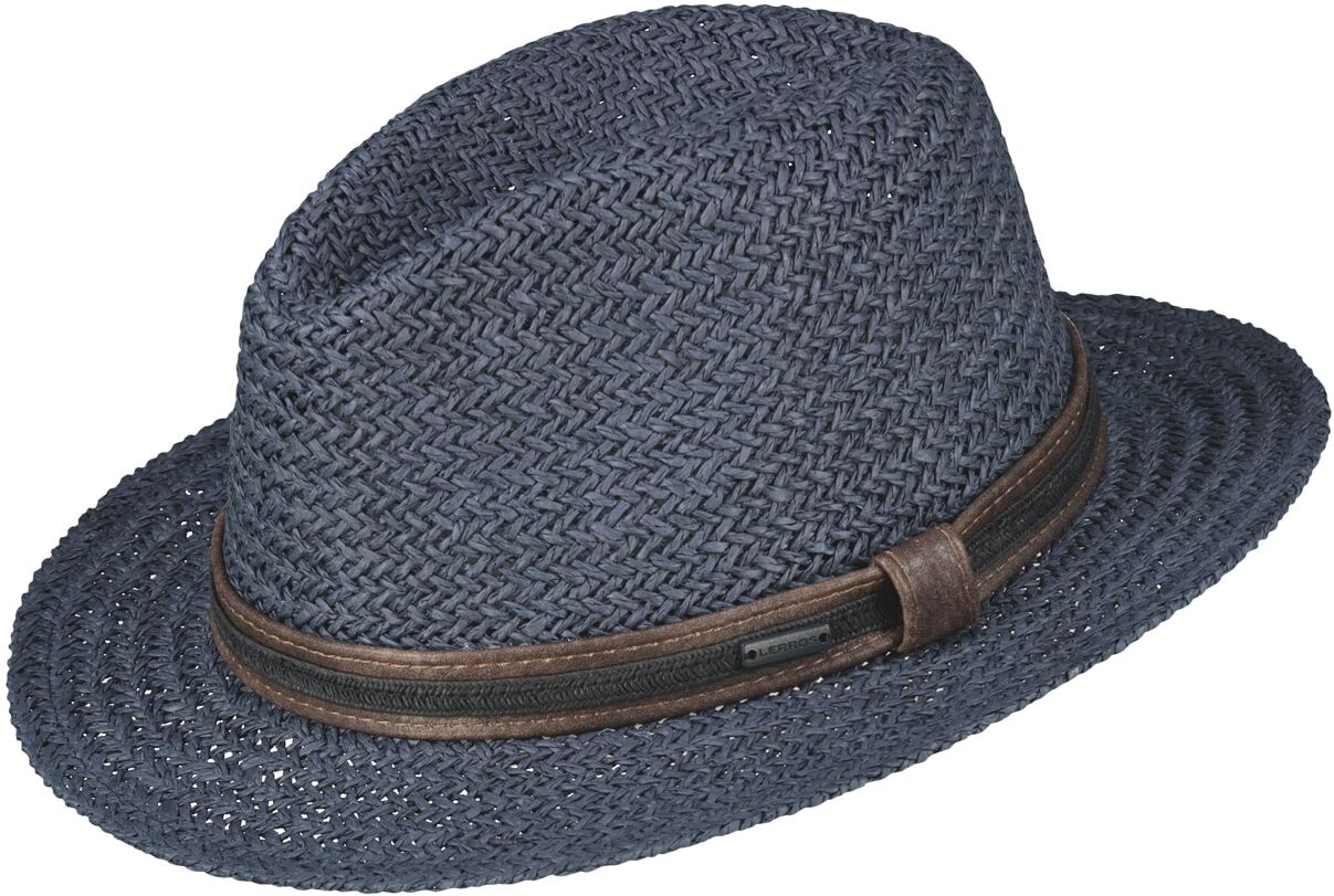 Strohhut LERROS "Strohhut geflochten im Panama-Stil", Herren, Gr. Normalgrößen, blau (classic navy), Kunstfaser, Hüte Strohhut