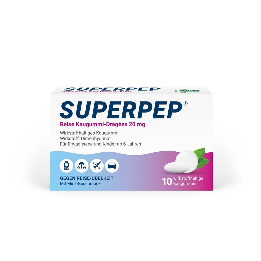Superpep Reise Kaugummi Dragees 20 mg 10 St