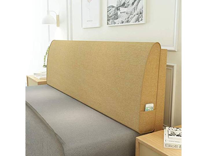 CHENGH Einfarbige Kopfteil Kissen Bett Rückenkissen Lendenkissen Stoff Kissen Massivholz Rückenlehne Baumwolle Und Leinen Tatami Rückenlehne Softcase Waschbar,Khaki-150x50x10cm