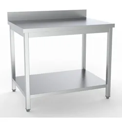 Chefgastro 600 Arbeitstisch Edelstahl Grundboden Aufkantung Selbstmontage BxTxH 700x600x850mm
