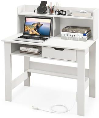 Costway Home Office Computer Desk with Storage Shelves and Drawer Ideal for Working and Studying