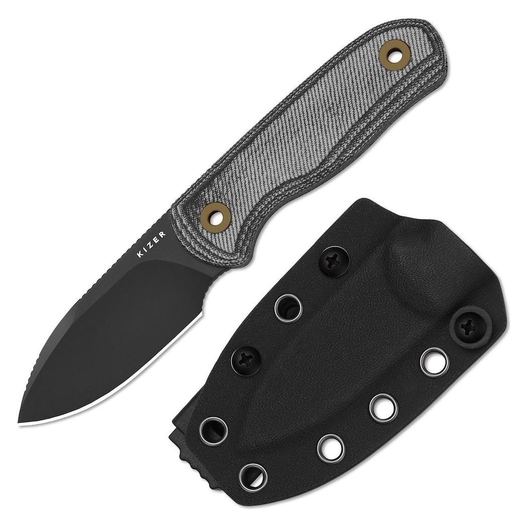 Kizer Drop Bear Fix S45VN, mattes DLC-Ultra, Micarta (1094A4)