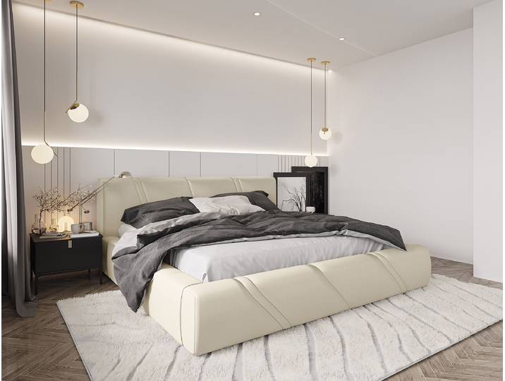 Lit rembourré avec coffre de lit 180 x 200cm Microfibre Beige