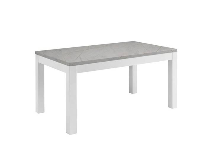 DEYTON - Table Rectangulaire 160x90cm Laquée Blanc et Gris Marbré