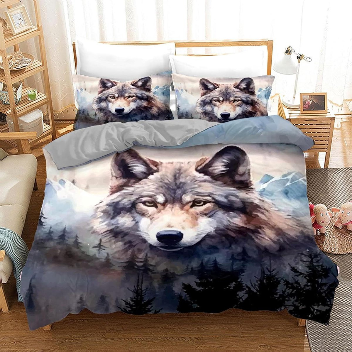 Dekbedovertrek Wolf met Dierenprint - 135 x 200 cm
