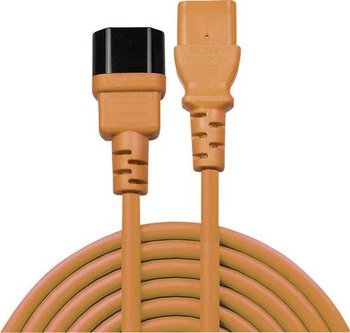 LINDY Strom Verlängerungskabel [1x Kaltgeräte-Stecker C14 - 1x Kaltgeräte-Buchse C13] 2.00 m Orange
