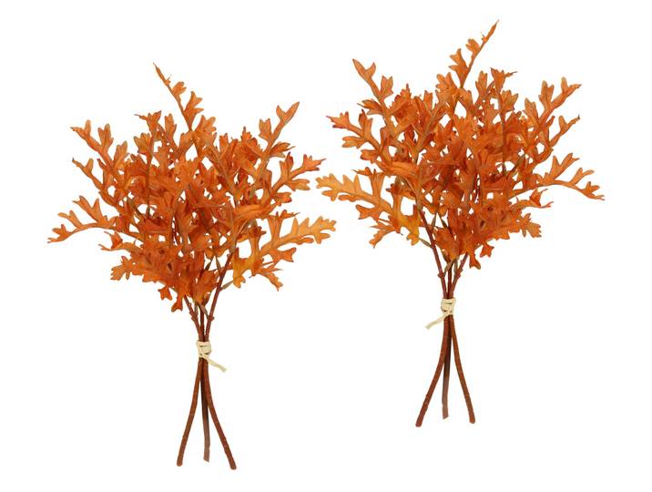 Kunstblume I.GE.A. Künstlicher Eichenlaub-Busch , orange, B:19cm H:40cm L:14cm, Polyester, Kunstpflanzen, Kunstblume, Kunstpflanze Sträuße Bouquet Herbstdeko Blumendeko herbstliche Blätter