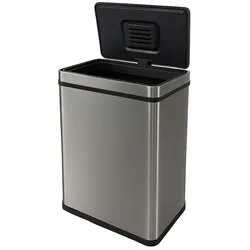 WellHome - 70 l metallischer Edelstahl-Mülleimer mit automatischem Sensor und Geruchsfilter, 39 x 27 x 78 cm