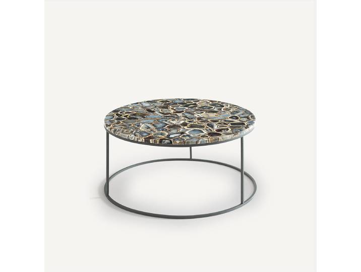 AM.PM Table basse agate et métal acier, ANAXIMÈNE Agate Bleue
