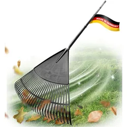Novatool, Rechen, 4x Laubbesen mit 4tlg Steck- & Schraubstiel, Laubfeger mit 30 Kunststoff-Zinken, Rechen