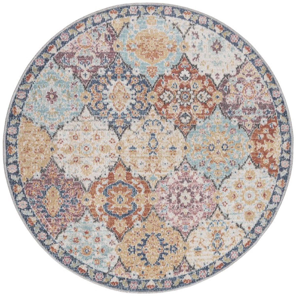 TapisTrend Oosters tapijt Multicolor rond met bloemenpatroon Vintage 120 cm