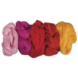 rayher REINE SCHURWOLLE KAMMZUG 5 FARBEN JE 25G SOMMERMISCHUNG 53877000