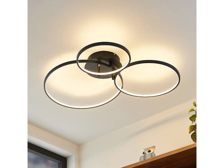 Rayk LED Plafonnier Matt Black - Lindby - Salon / séjour - Moderne - Aluminium - Multi-ampoules