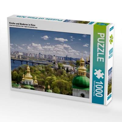 CALVENDO Puzzle Kirche und Moderne in Kiew | 1000 Teile Lege-Größe 64 × 48 cm Foto-Puzzle für glückliche Stunden