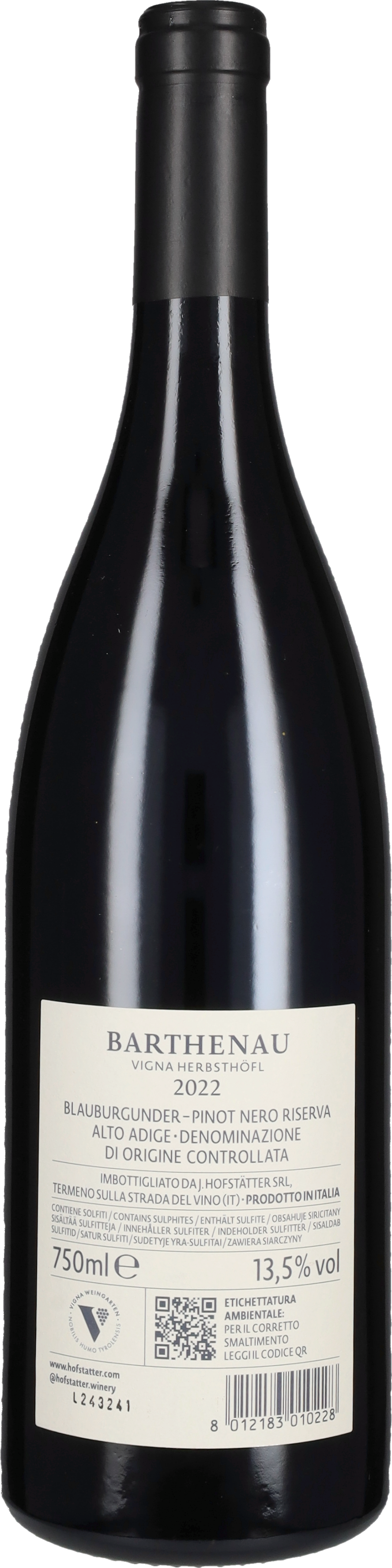 Hofstatter Pinot Noir 'Vigna Herbsthoefl' Hofstätter 2022