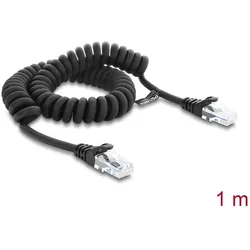 DELOCK RJ50 Spiralkabel Stecker > Stecker 1m schwarz