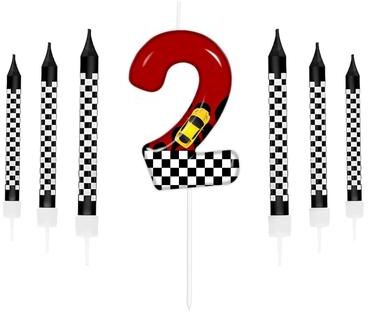 Uplift Treasures Racing Cars Number Birthday Cake Candles Set 2