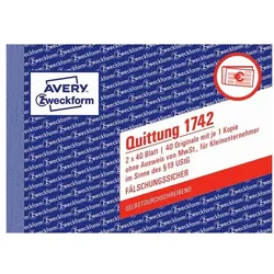 Avery Zweckform Formularbuch »Quittung ohne MwSt.« gelb, 14.8x10.5 cm