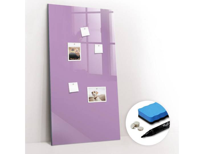 Tulup Magnettafel 60x120 Flieder schwarzer Marker, Violett, Glas, 60x0.4x120 cm, Bilder & Rahmen, Pinnwände & Magnettafeln