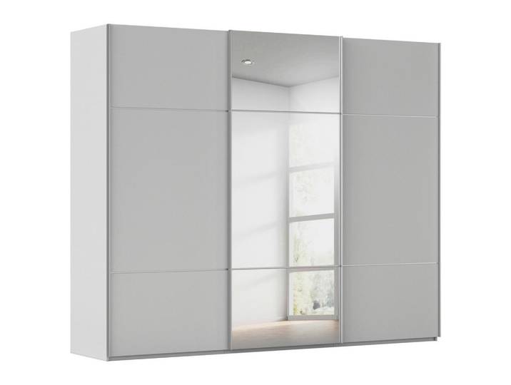 Schwebetürenschrank, Grau, 301x223x68 cm, Holzwerkstoff, 9 Fächer, Modern, Novel