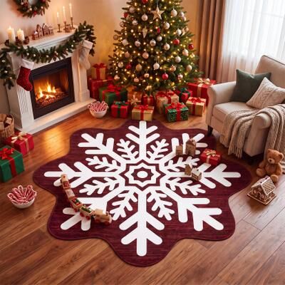 Garvee Christmas Snowflake Shaped Area Rug
