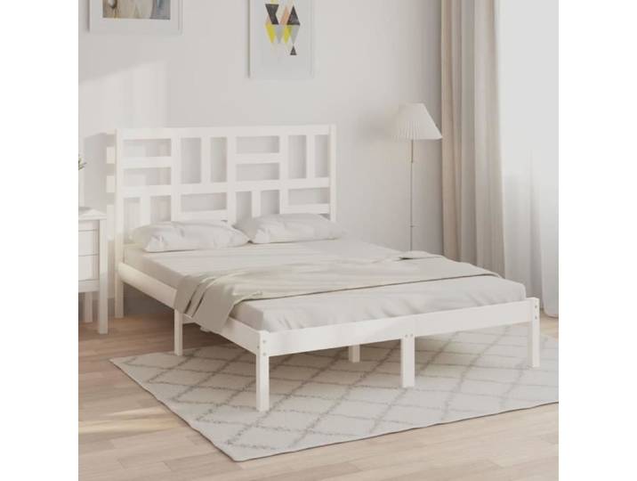 5423 BEL-ACHAT* Lit adulte en Bois 1 place - Cadre de lit Blanc Bois de pin massif avec sommier 140x190 cm POIDS)0 066