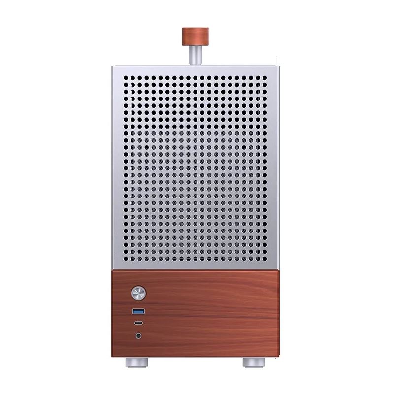 Jonsbo T6 PC Gehäuse, Mini-Tower, Mini-ITX, Tempered Glass, Holz - silber
