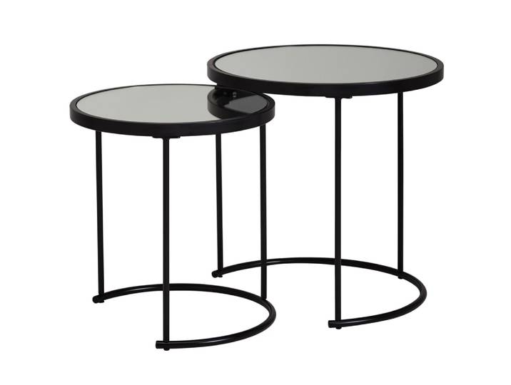 Lot de 2 tables gigognes en métal, noir