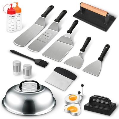 Cheer Collection 18-Piece Stainless Steel Griddle Tool Set