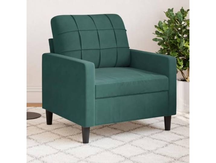 HEFZGDB Dunkelgrün Samt Sessel 60 cm Metallgestell Sofa mit gepolsterten Sitzflächen für Entspannung und Komfort, modernes Design für Wohnzimmer